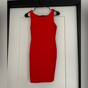 bebe sleeveless red dress with open back